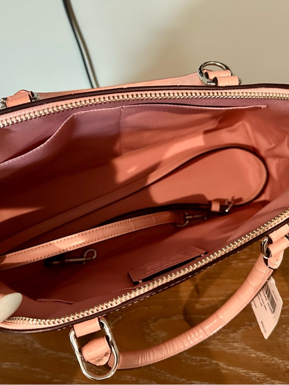 Coach Pink Crocodile Leather Satchel - Picture 5 of 6